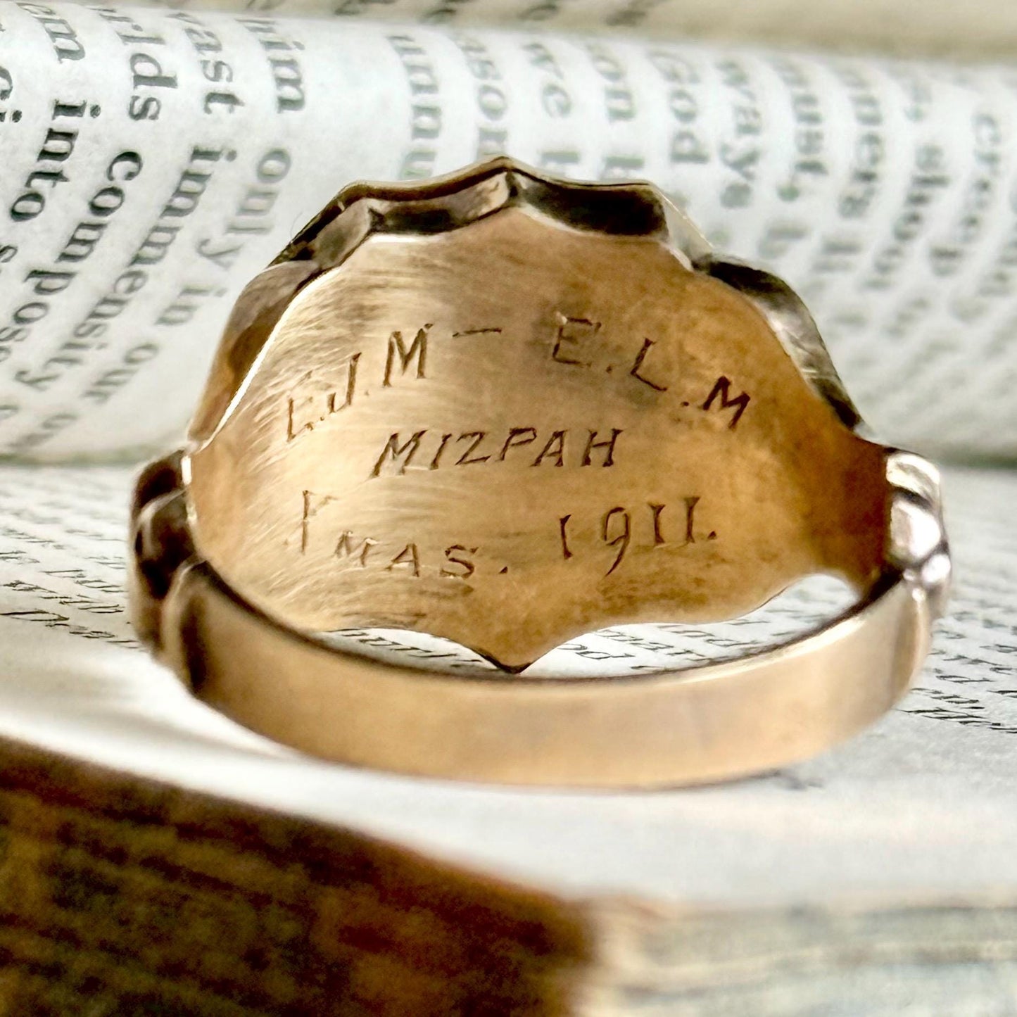 Sweetheart Antique Locket Signet Ring; Circa 1911