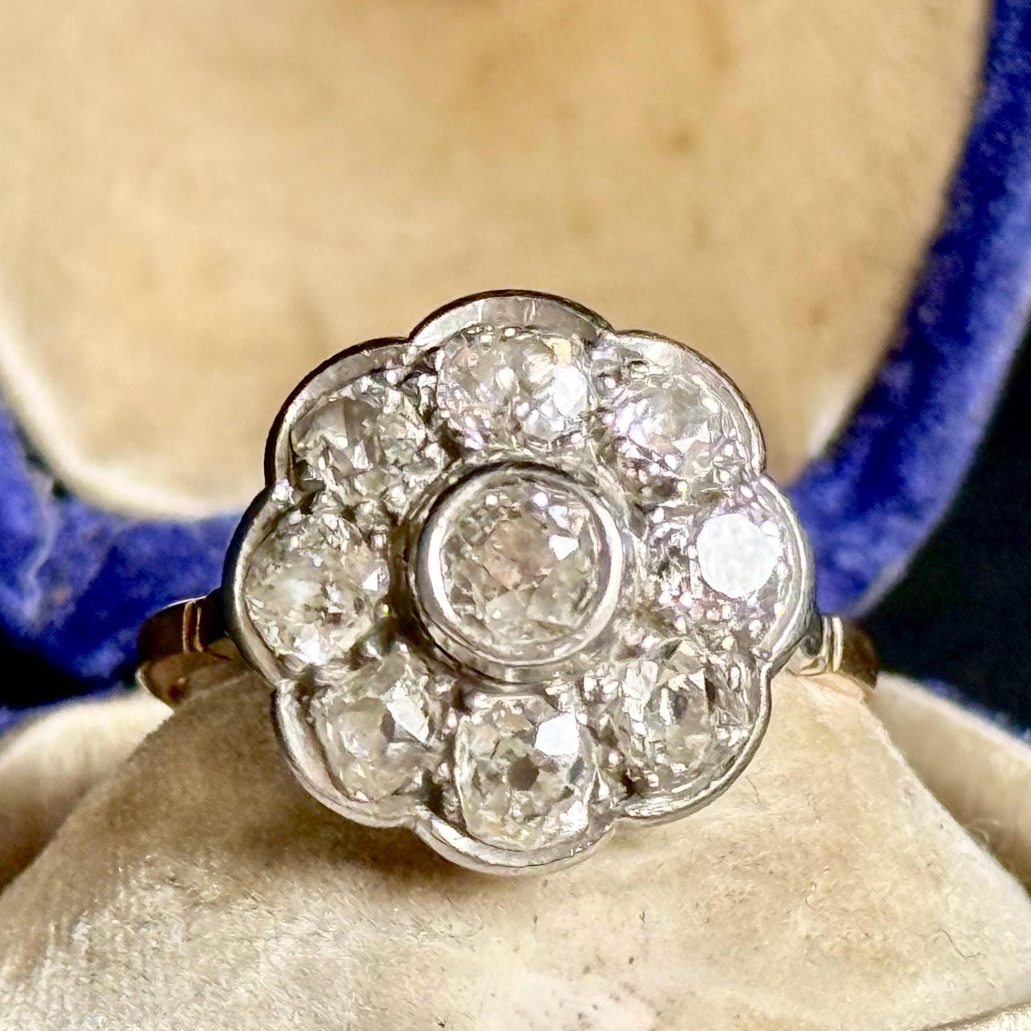 Large Antique Diamond Cluster Ring in 18 Carat Gold, Circa 1900