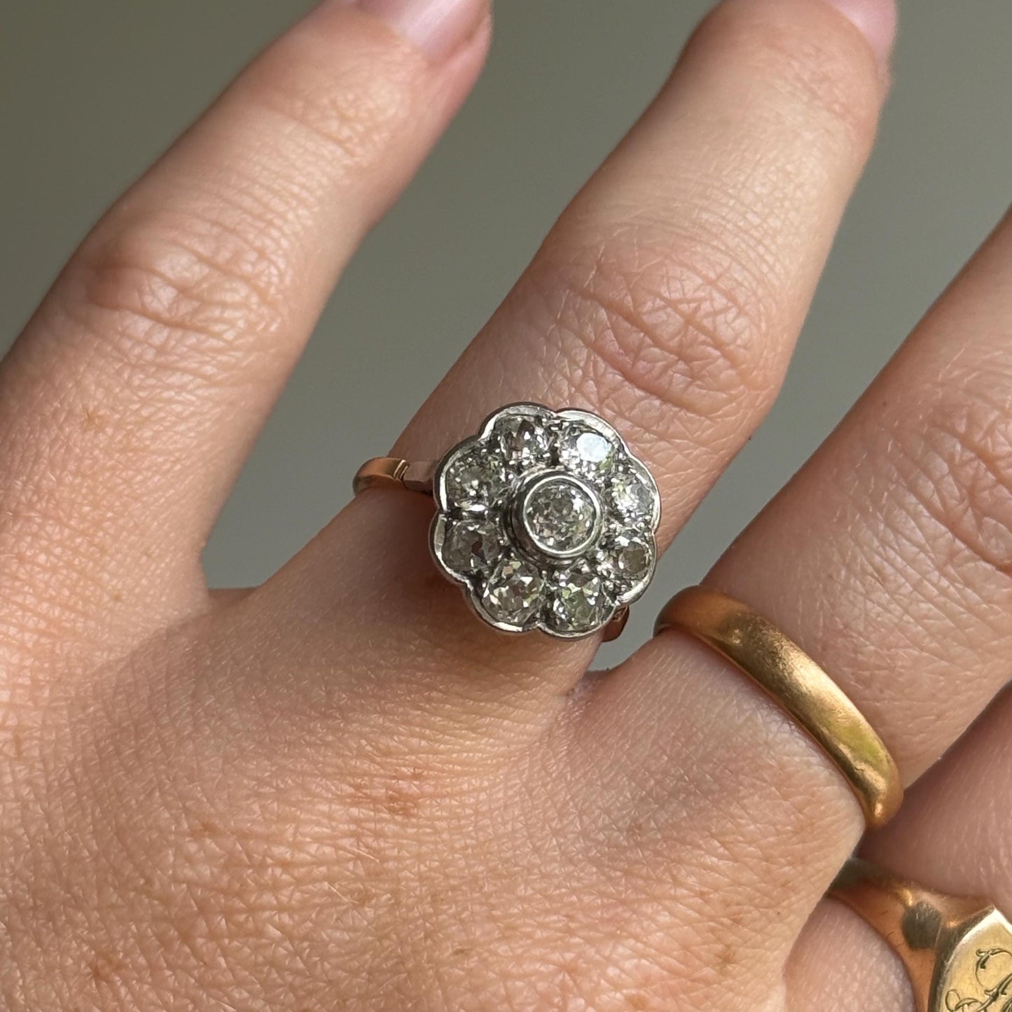 Large Antique Diamond Cluster Ring in 18 Carat Gold, Circa 1900