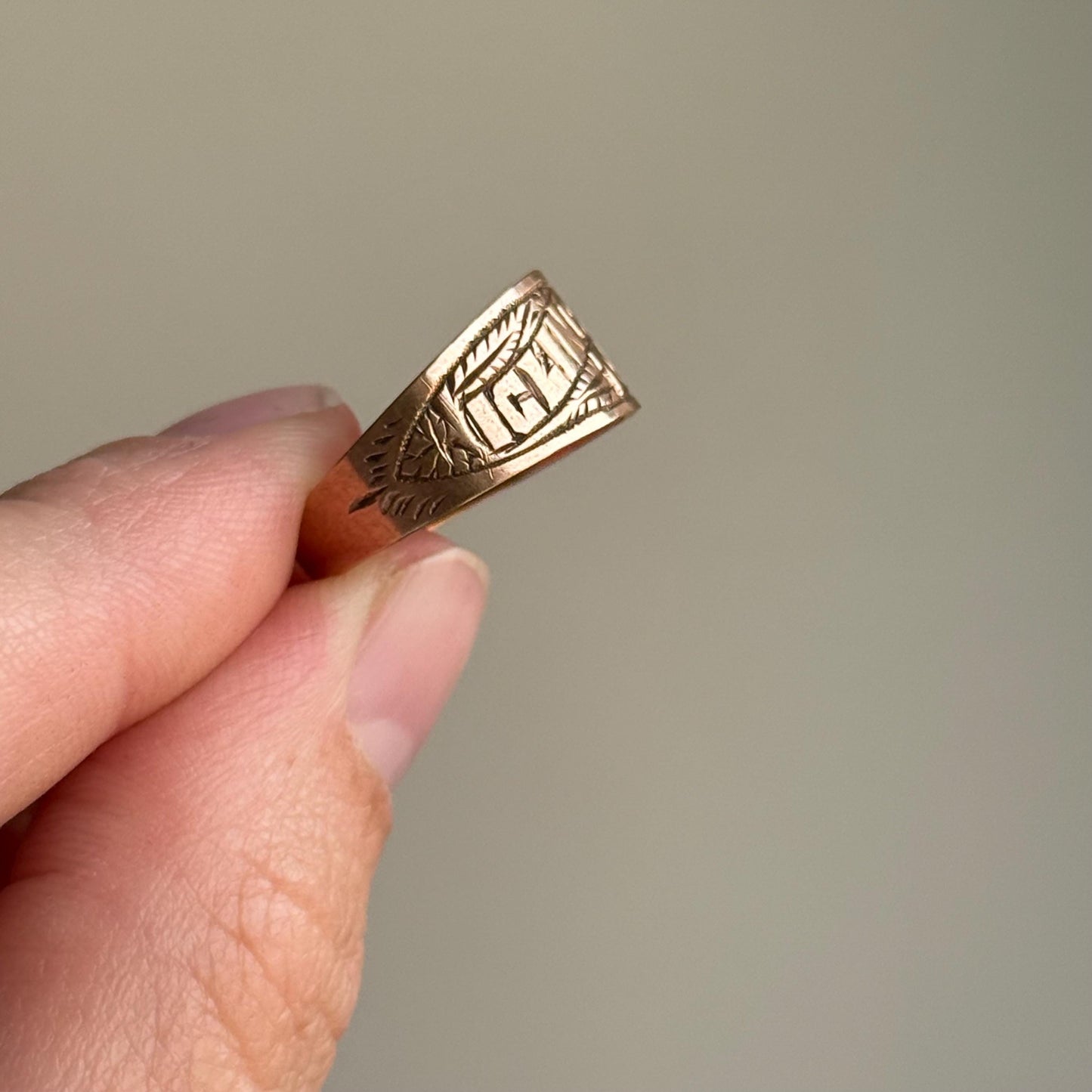 Antique ‘I cling to thee Ring in 9 Carat Rose Gold; Circa 1915