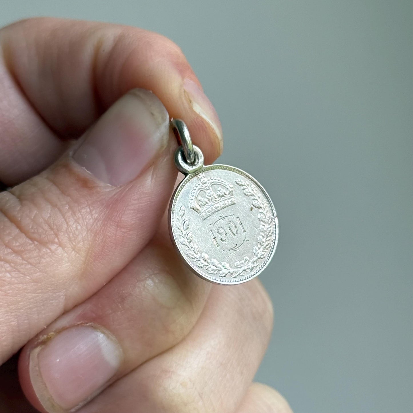 Victorian Love Token Coin Pendant; Circa 1901