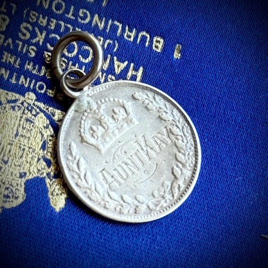 Victorian Love Token 'Aunt Kay' Coin Pendant; Circa 1880