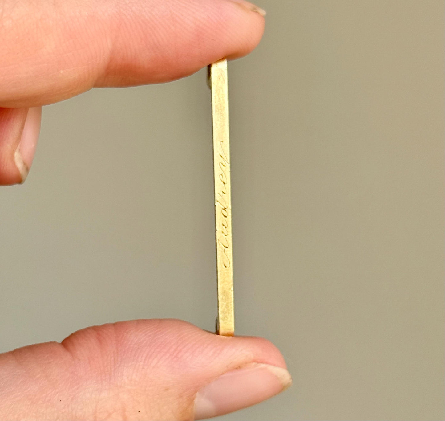 Antique 'Audrey' Bar Brooch in 15 Carat Gold; Circa 1890s