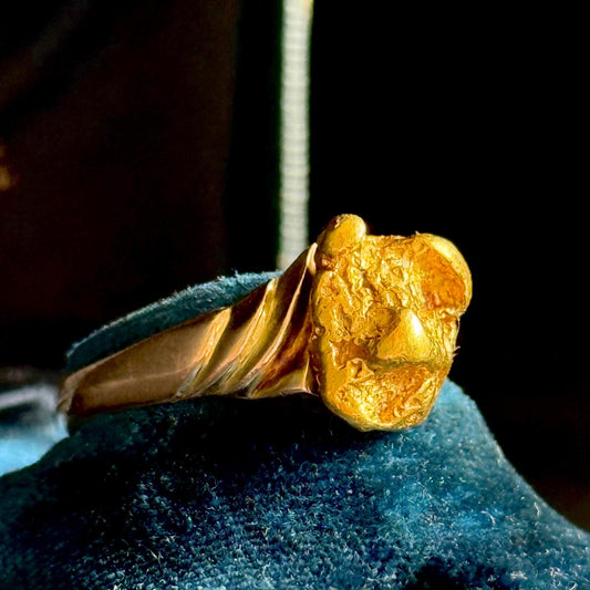 Antique Gold Nugget Ring In 9 Carat Rose Gold; Circa 1880