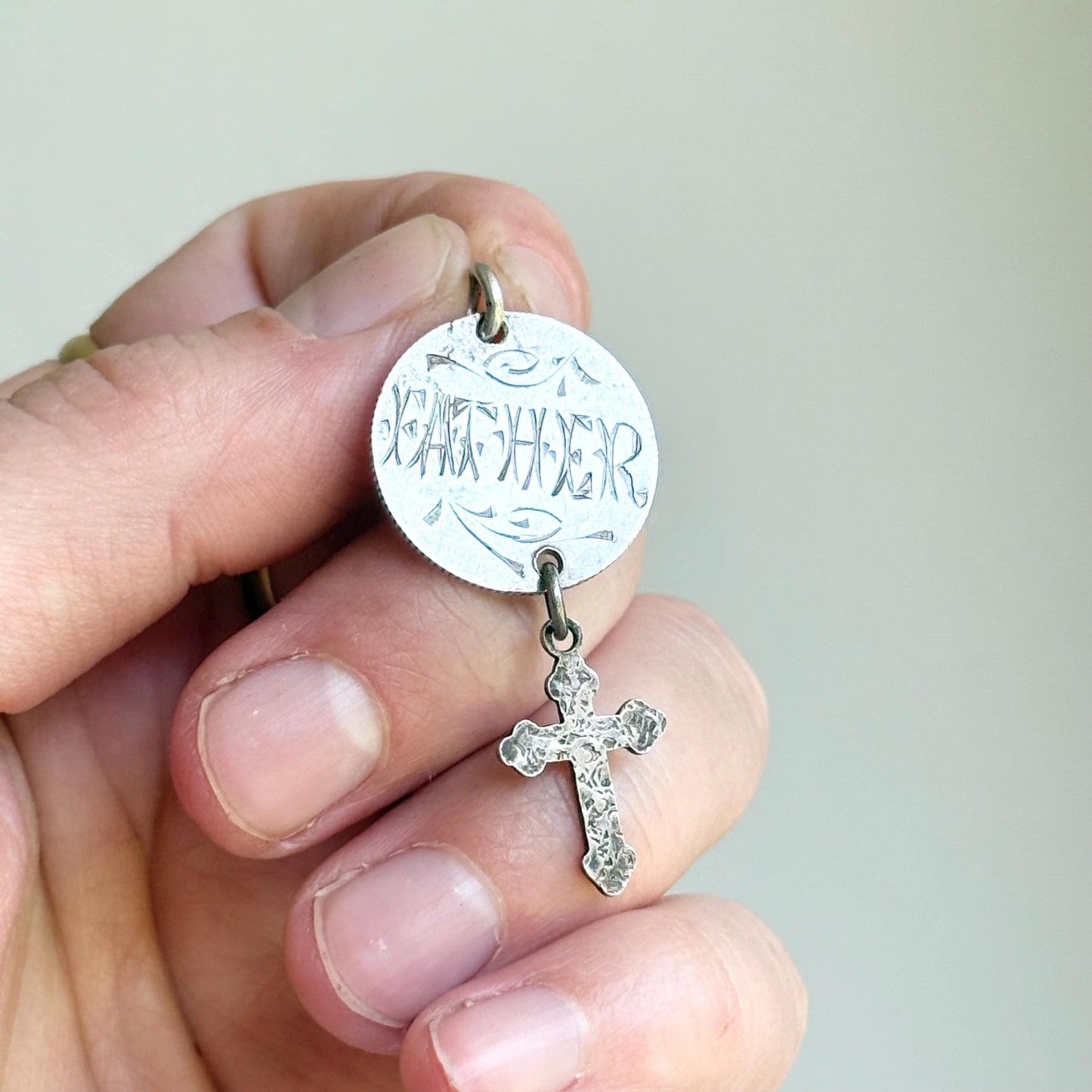 Victorian Love Token 'Father' Coin Pendant; Circa 1880