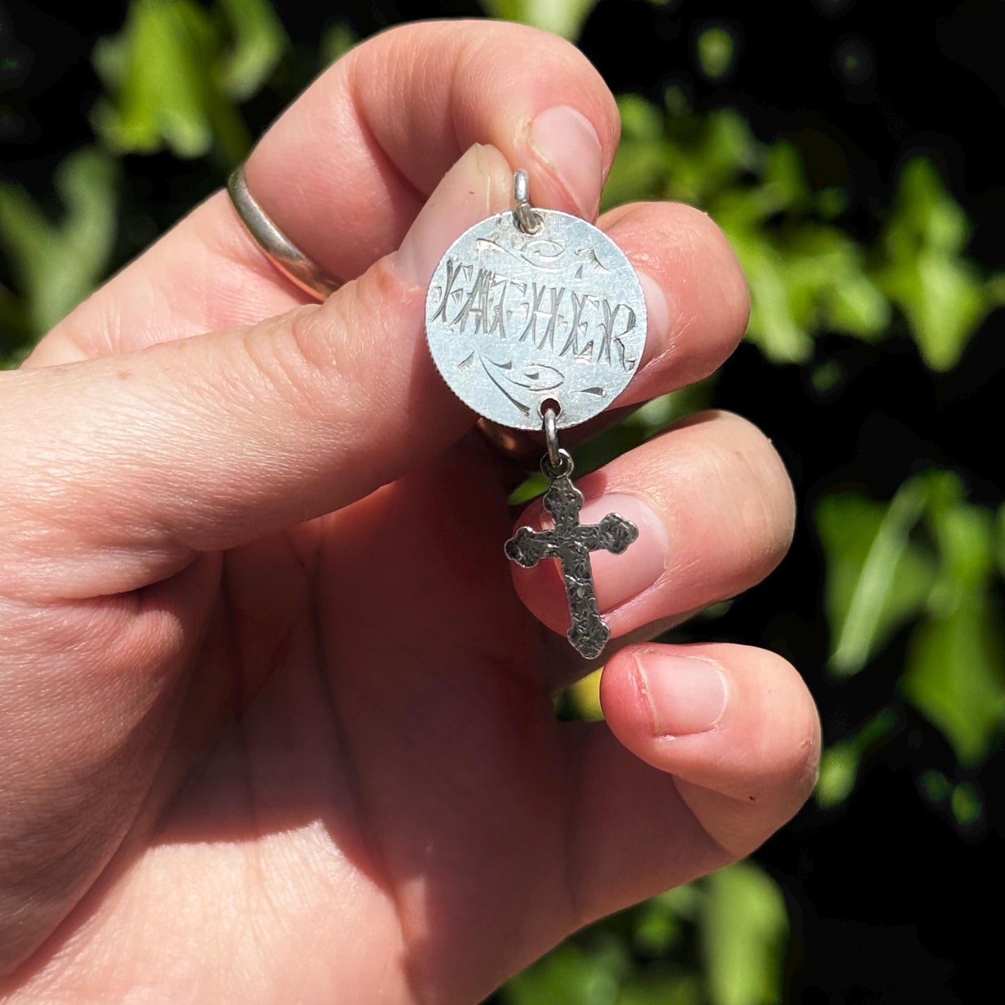 Victorian Love Token 'Father' Coin Pendant; Circa 1880