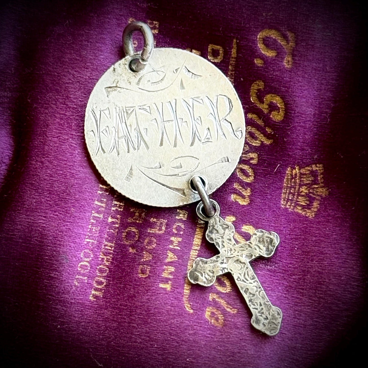 Victorian Love Token 'Father' Coin Pendant; Circa 1880