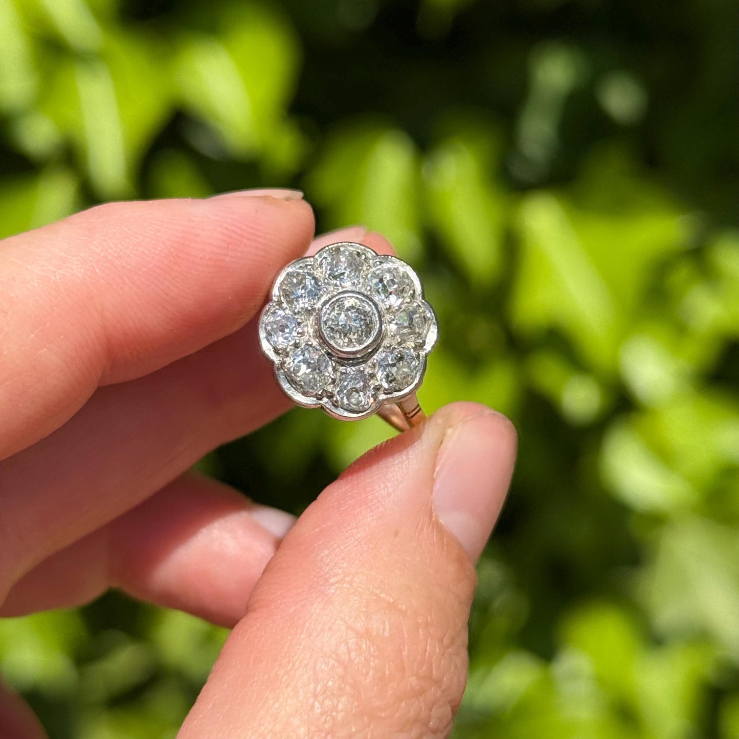 Large Antique Diamond Cluster Ring in 18 Carat Gold, Circa 1900