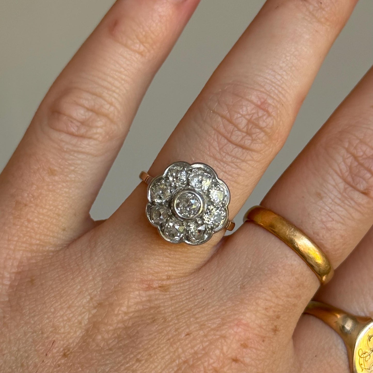 Large Antique Diamond Cluster Ring in 18 Carat Gold, Circa 1900