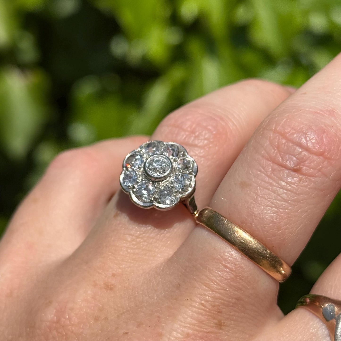 Large Antique Diamond Cluster Ring in 18 Carat Gold, Circa 1900