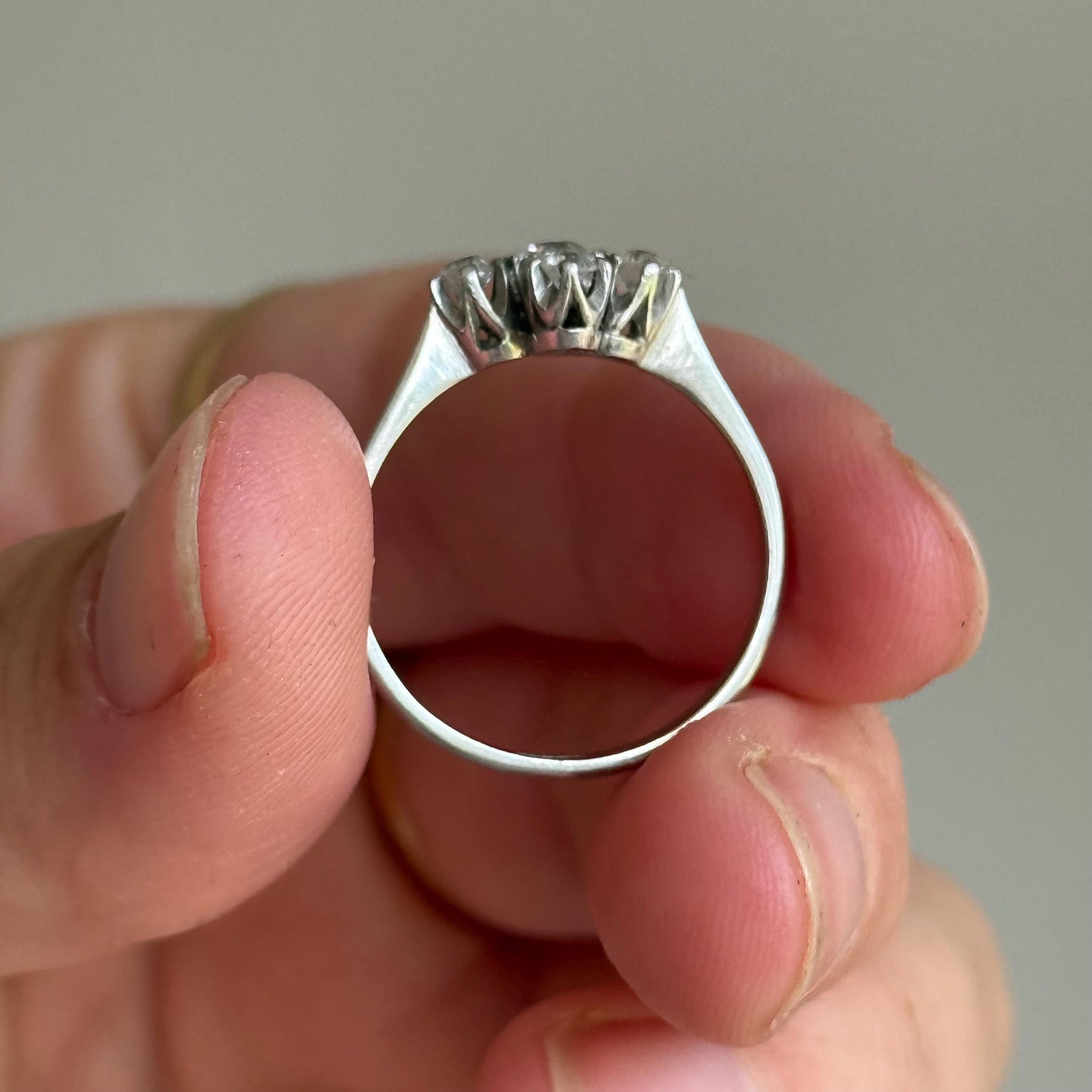 Antique Quadrefoil Old Cut Diamond Ring in Platinum; Circa 1900