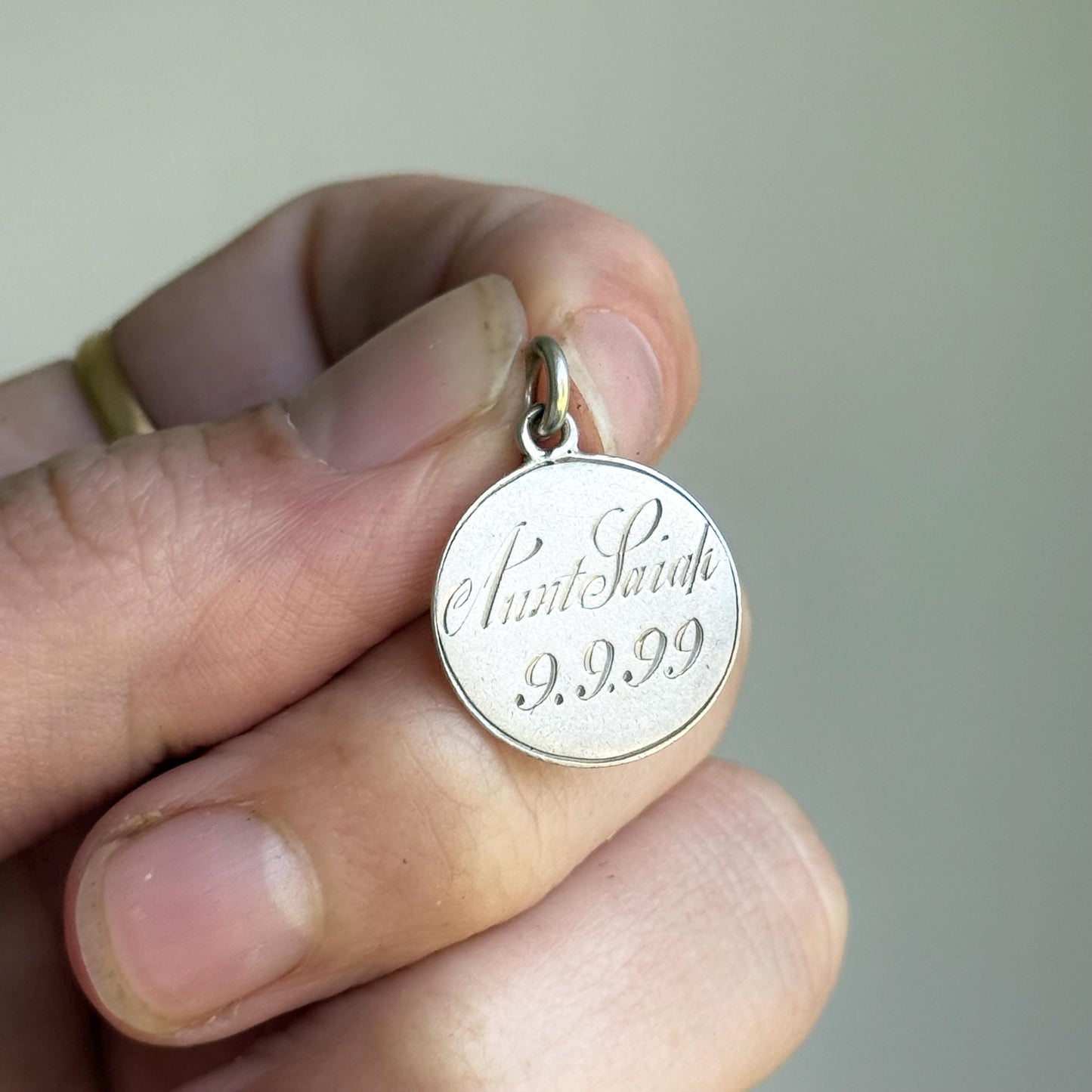 Victorian Love Token 'Aunt Sarah' Coin Pendant; Circa 1899