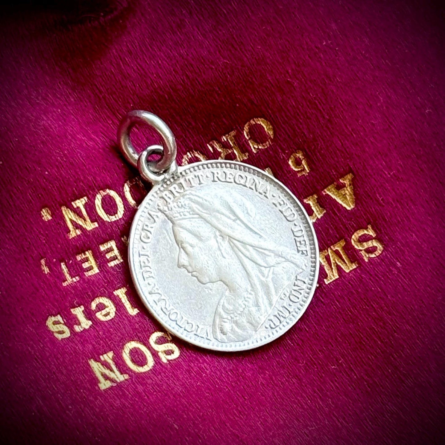 Victorian Love Token 'Aunt Sarah' Coin Pendant; Circa 1899