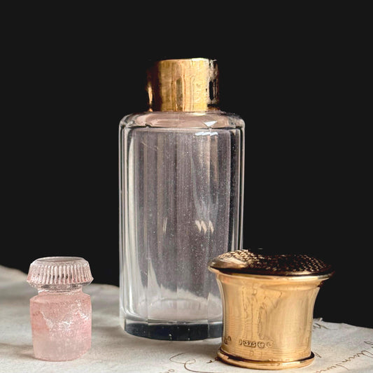 Antique Abrahams Brothers Gold & Glass Scent Bottle; Circa 1902
