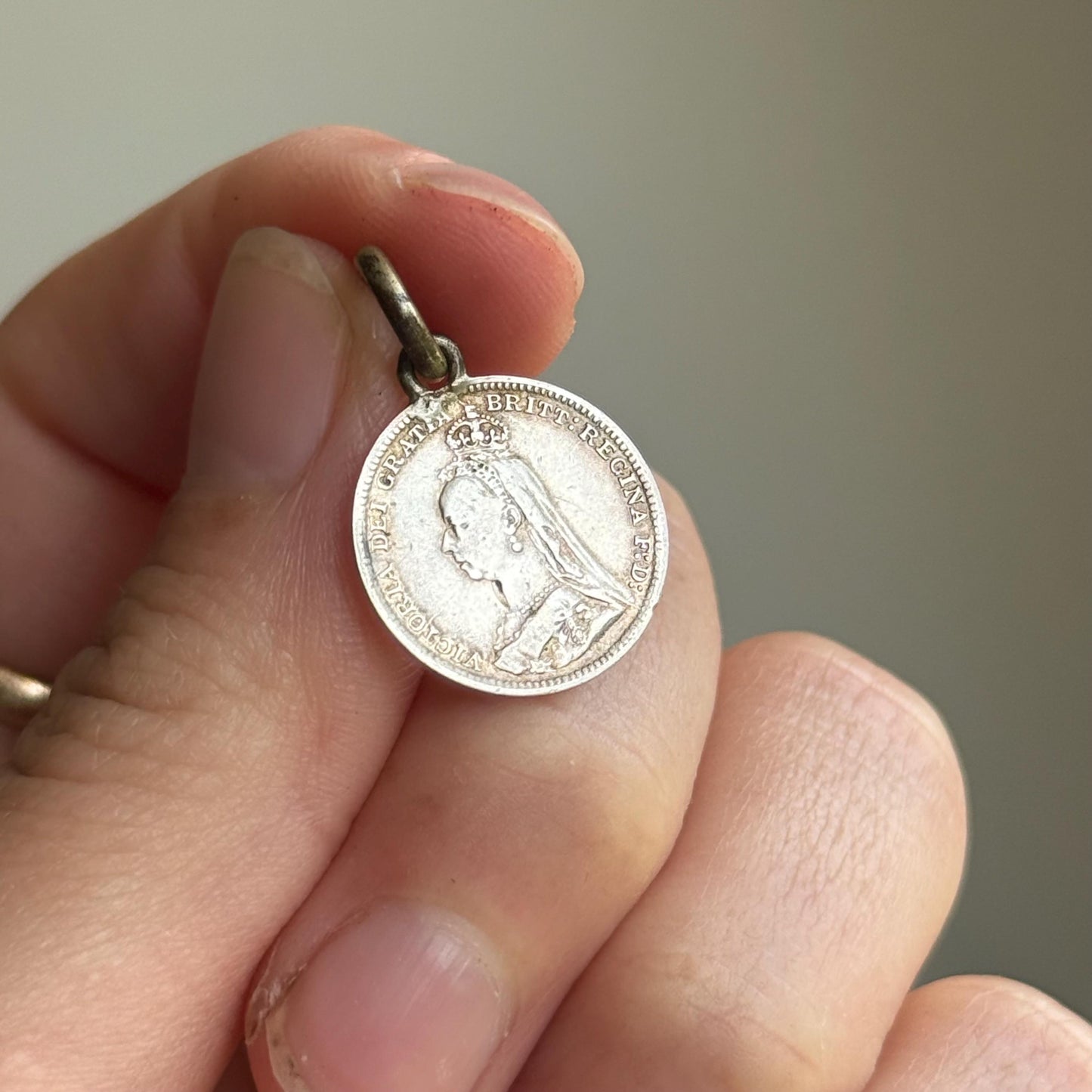 Antique Love Token Coin Pendant; Circa 1890
