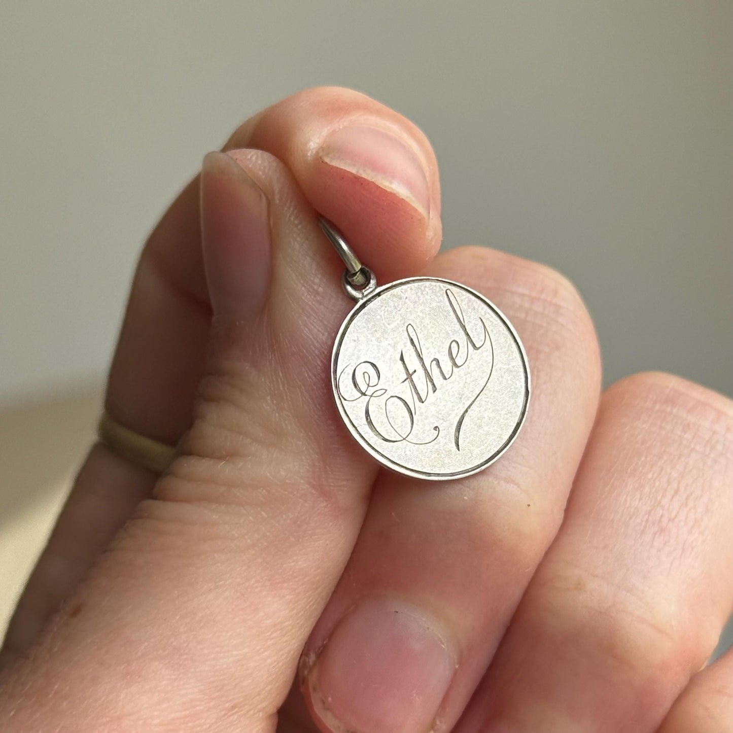 Antique Love Token 'Ethel' Coin Pendant; Circa 1890