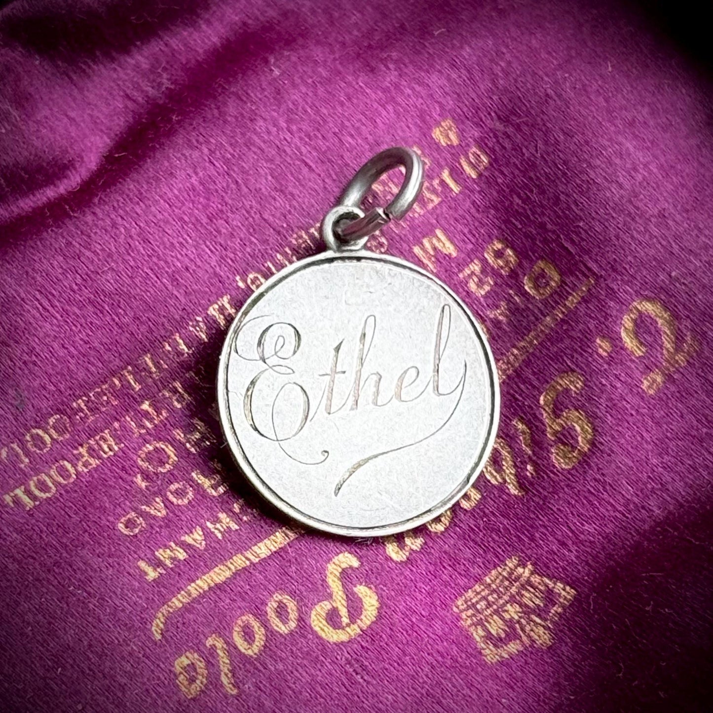 Antique Love Token 'Ethel' Coin Pendant; Circa 1890