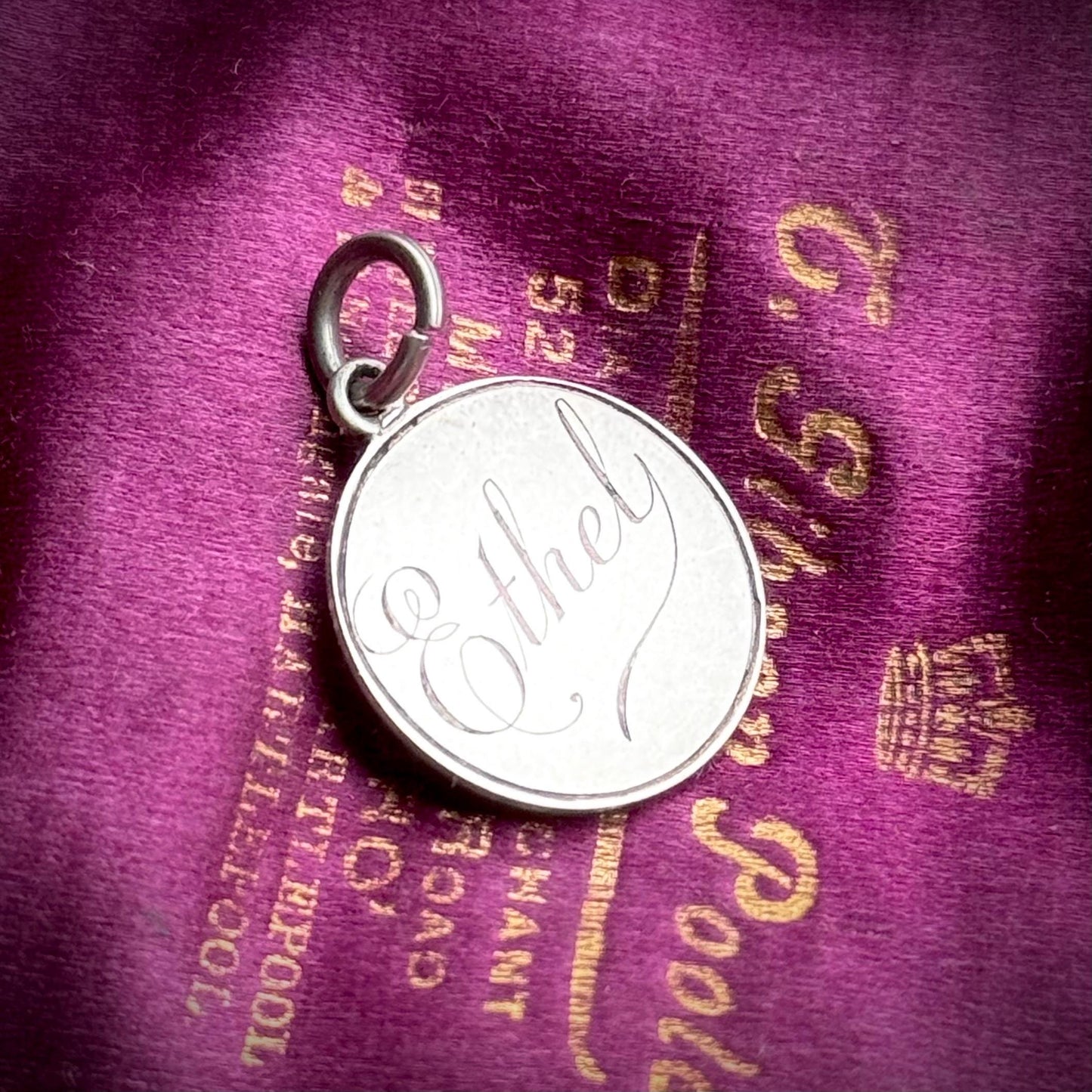 Antique Love Token 'Ethel' Coin Pendant; Circa 1890