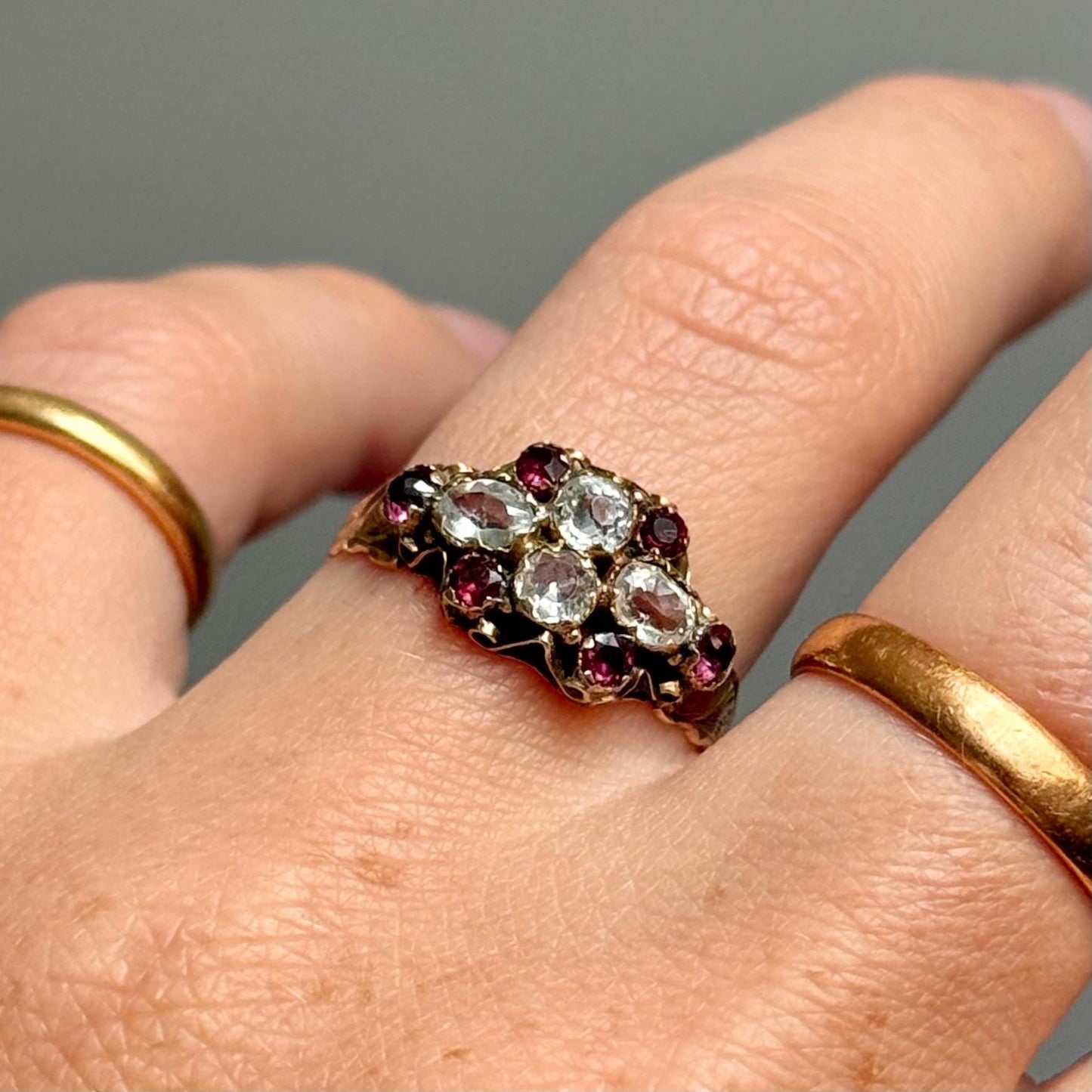 Victorian Bejewelled Paste Ring in 9 Carat Gold; Circa 1876