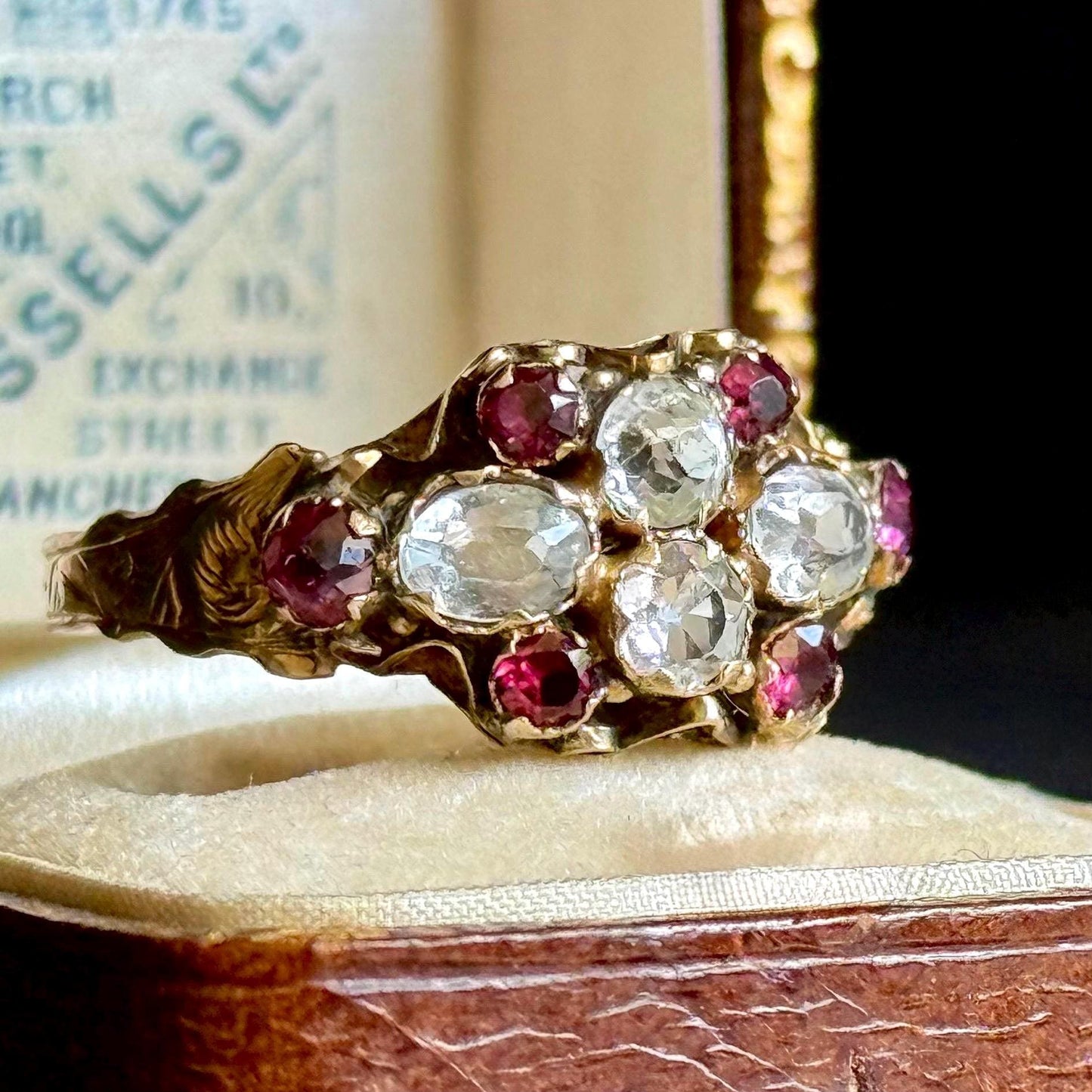 Victorian Bejewelled Paste Ring in 9 Carat Gold; Circa 1876