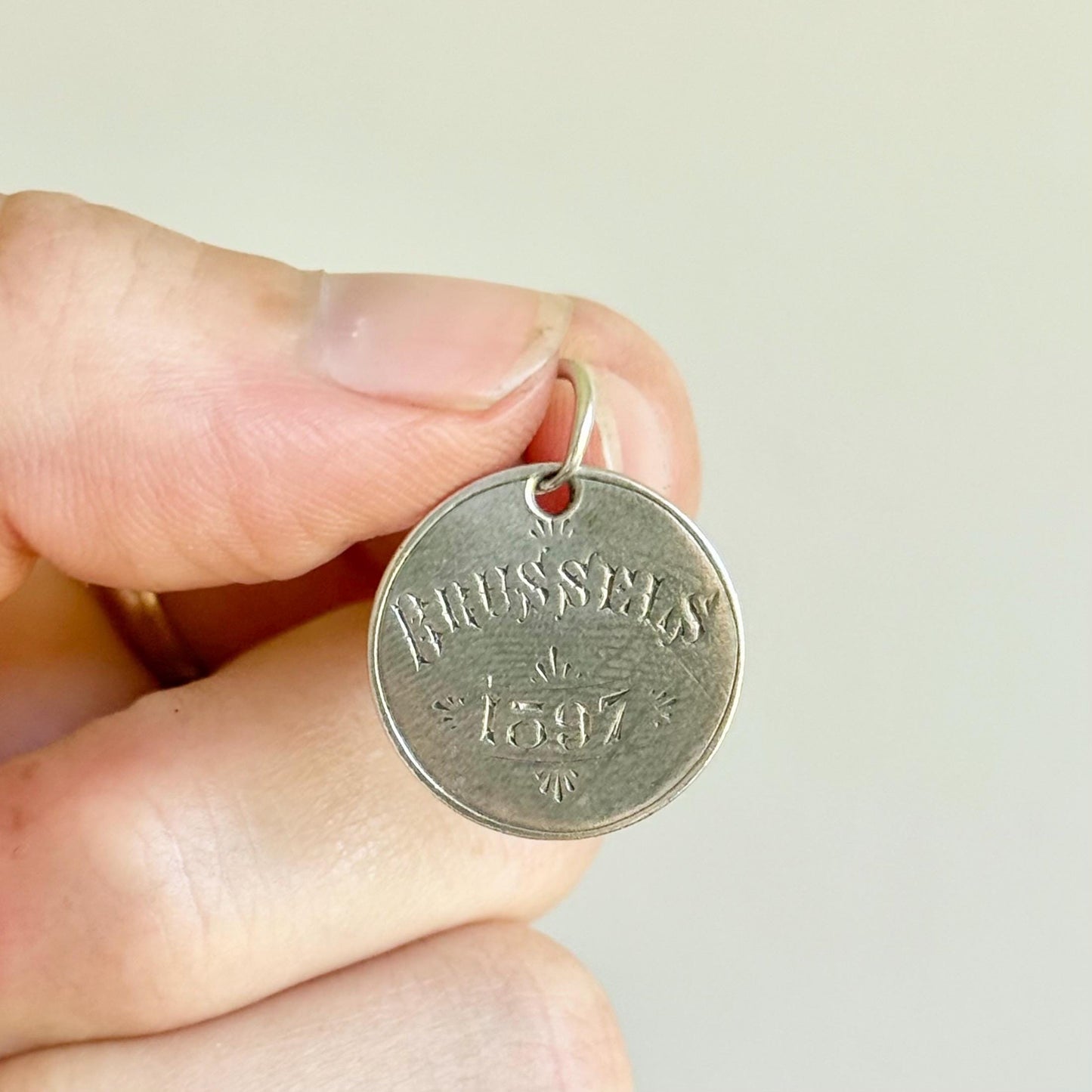 Antique Love Token 'Brussels' Coin Pendant; Circa 1875