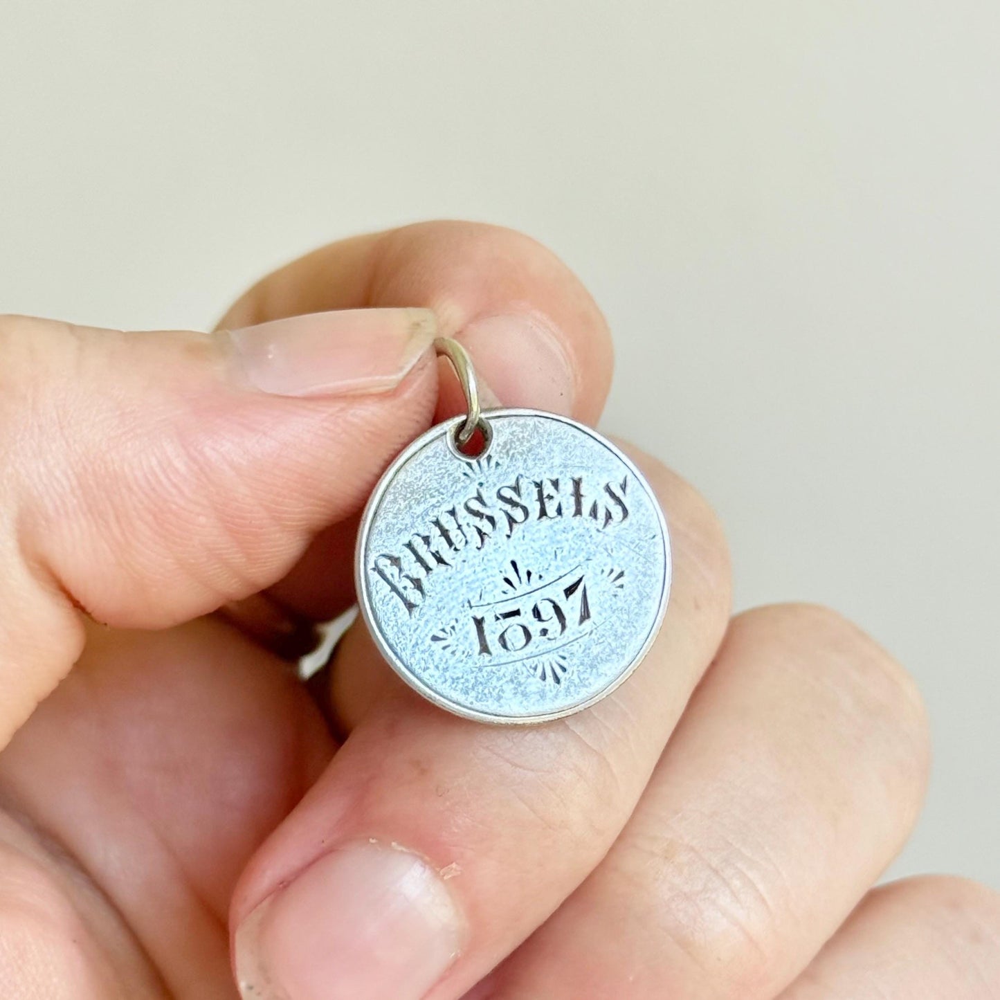Antique Love Token 'Brussels' Coin Pendant; Circa 1875