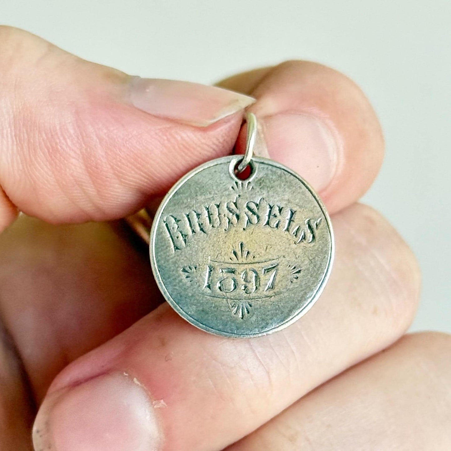 Antique Love Token 'Brussels' Coin Pendant; Circa 1875