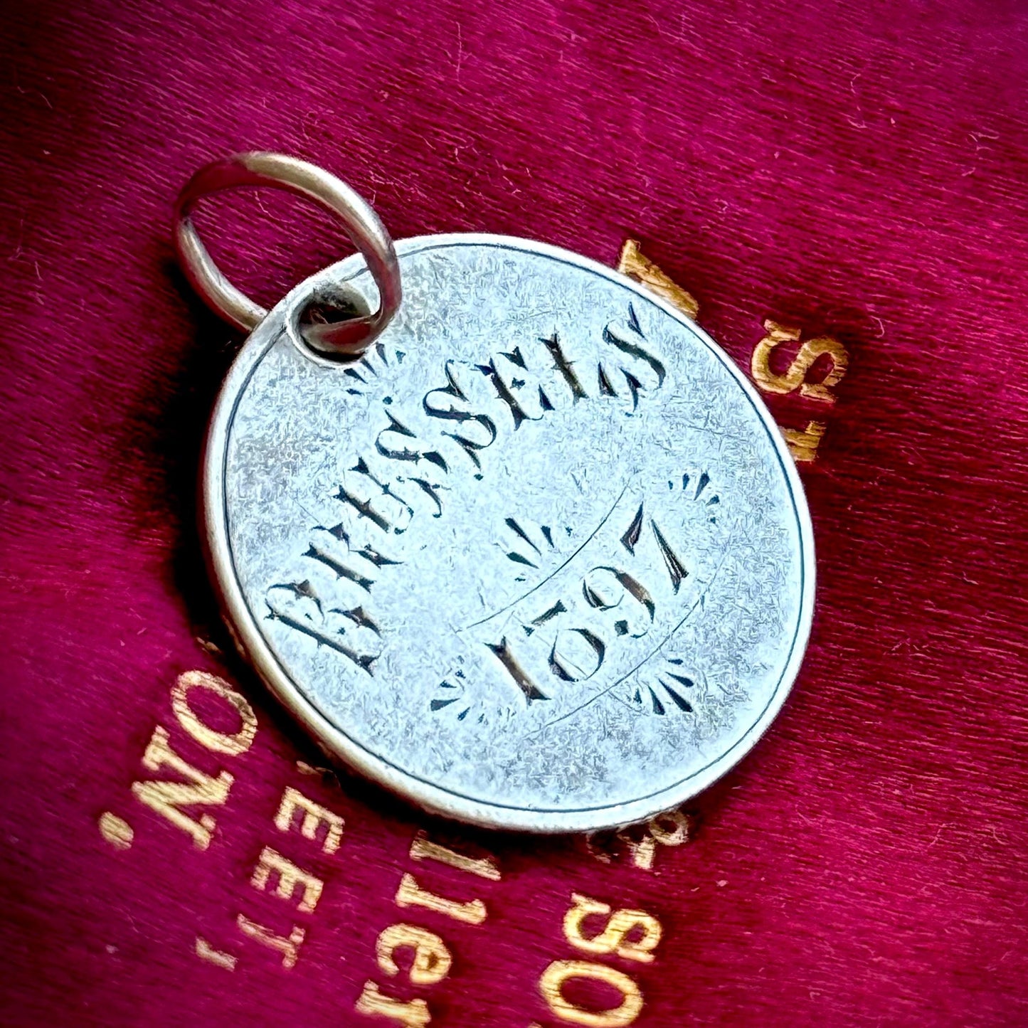 Antique Love Token 'Brussels' Coin Pendant; Circa 1875
