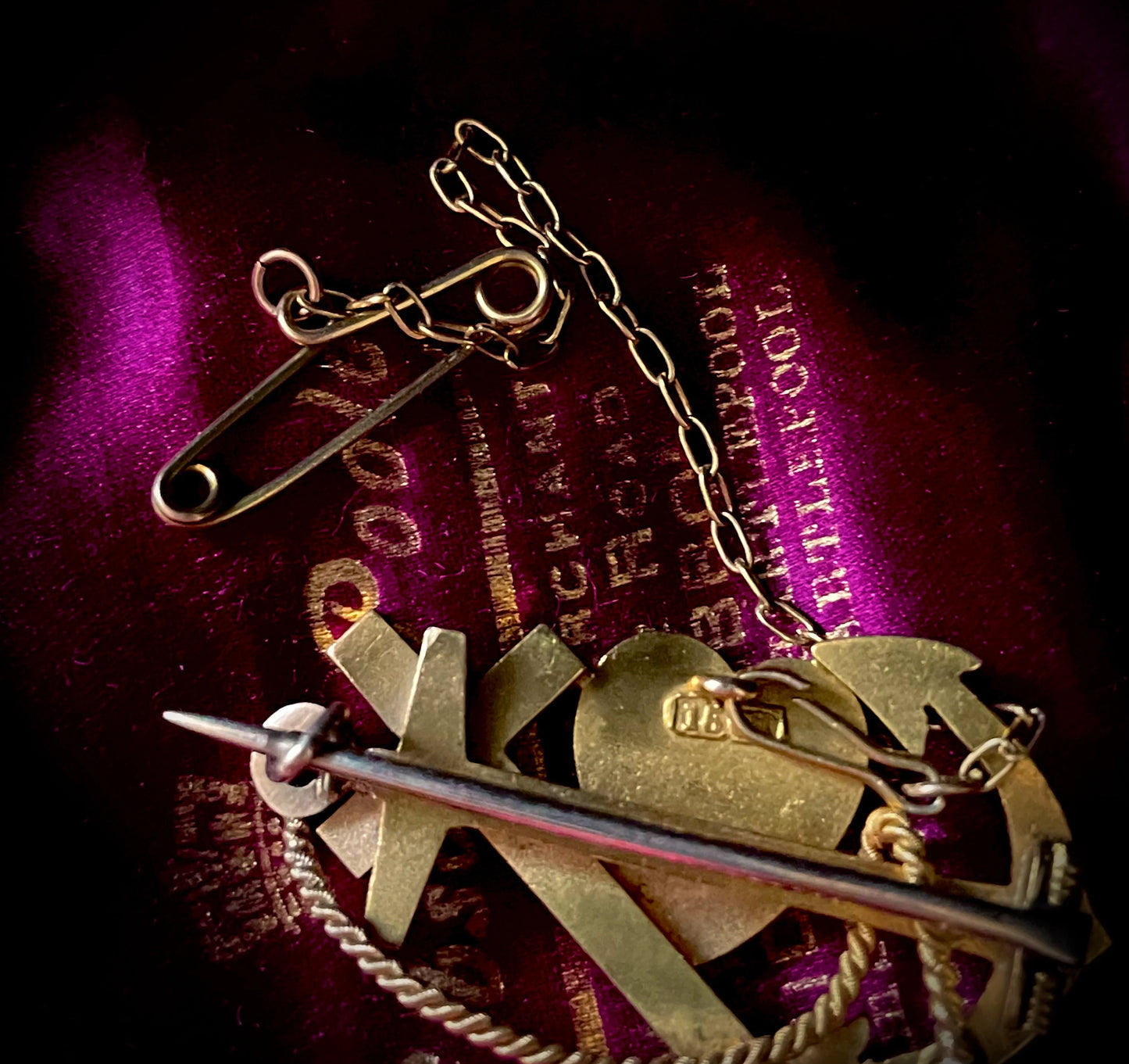 Victorian Faith, Hope & Charity Mourning Brooch in 15 Carat Gold