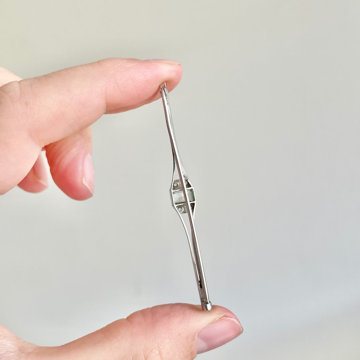 Art Deco Aquamarine & Diamond Brooch in 9 Carat Gold; Circa 1920