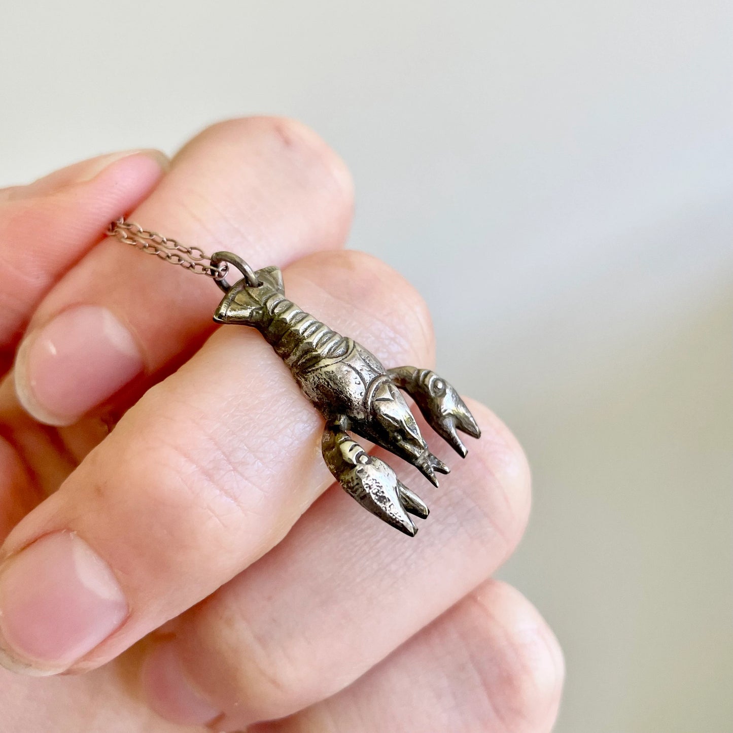 Vintage Silver American Lobster Conversion Pendant and Chain