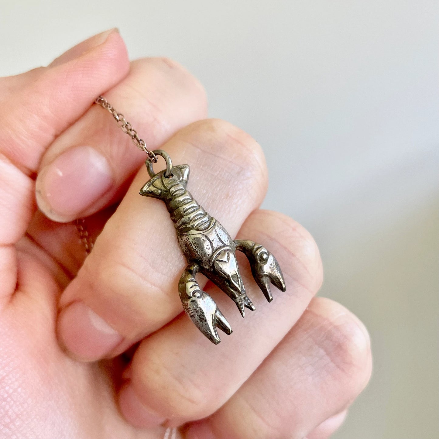 Vintage Silver American Lobster Conversion Pendant and Chain