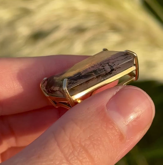 Substantial Vintage Dendritic Agate Ring in 18 Carat Gold