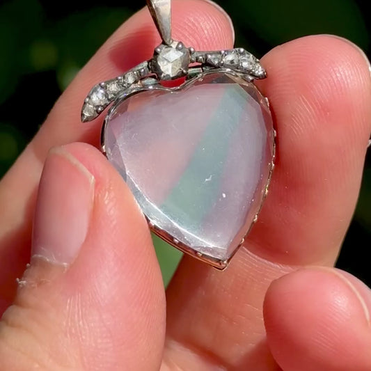 Georgian Diamond Heart Rock Crystal Locket; Circa 1800